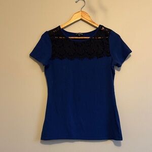 Express Blue Lace Accent Top
